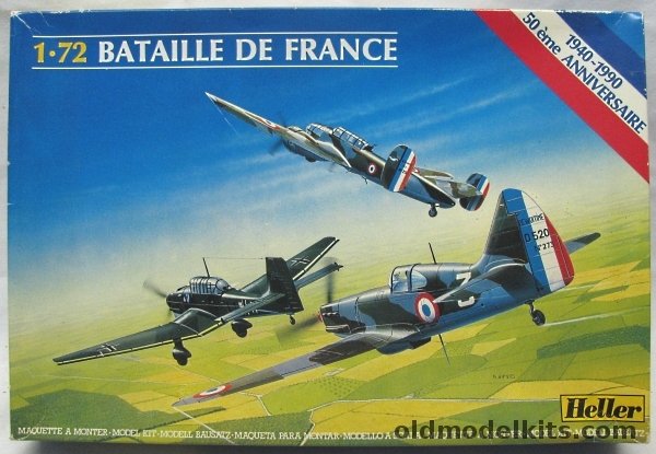 Heller 1/72 Bataille de France (Battle of France) 50th Anniversary Set - Bloch 174 / Ju-87 Stuka / Dewoitine D-520, 80377 plastic model kit